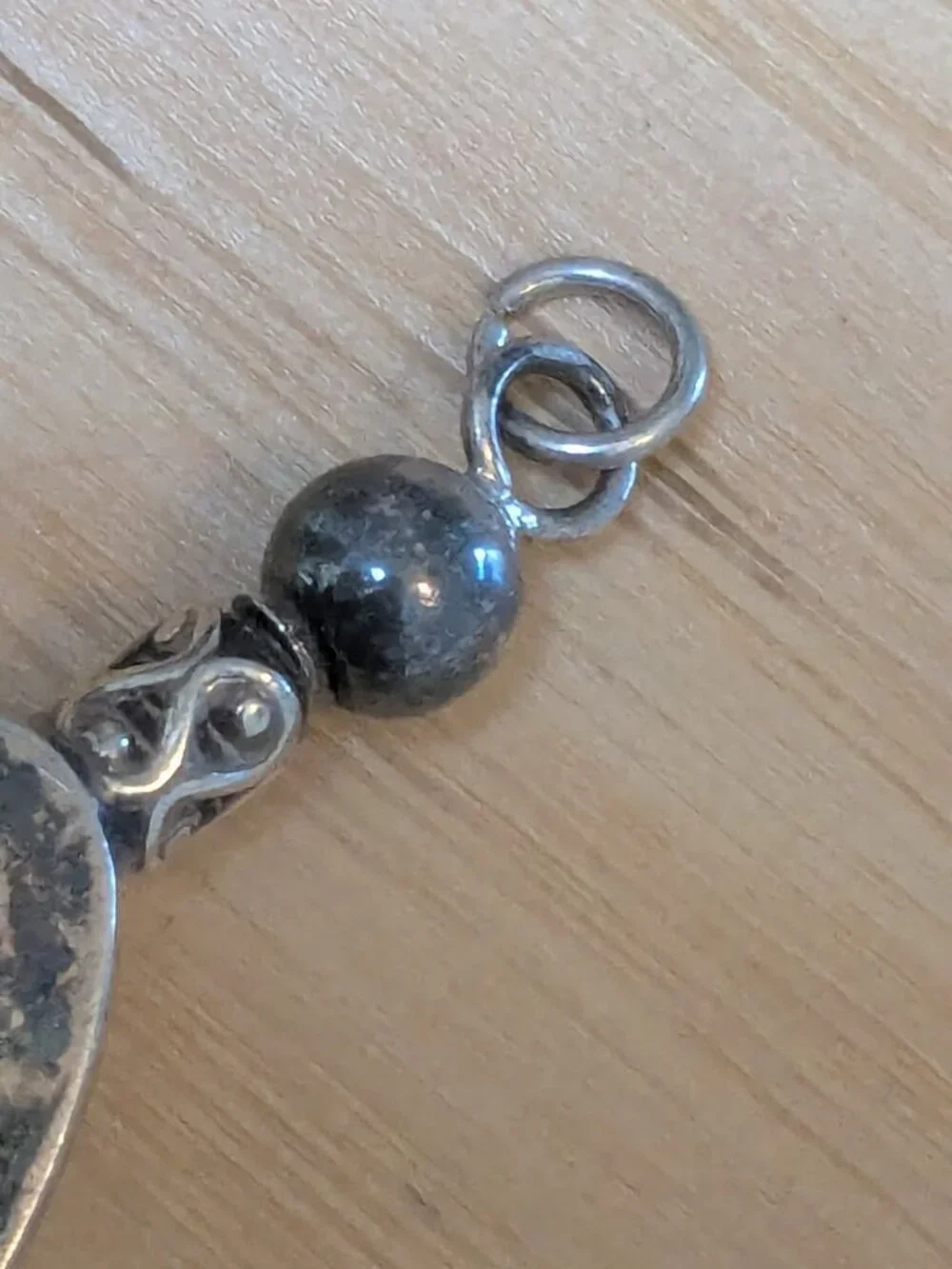 Vintage Mexican Teardrop Pendant Artisan Silver Blue Stone Taxco Style 6.89g